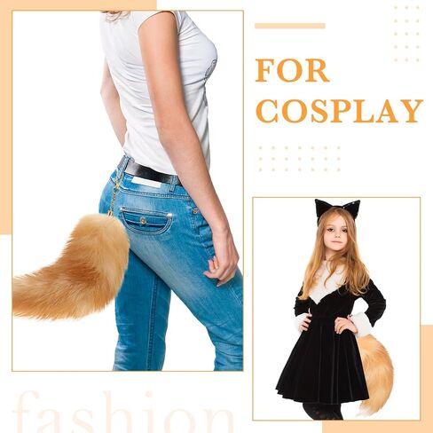 Sureio 3 Pcs Huge Fluffy Fur Fox Tail Keychain Faux Wolf Tail Cosplay Handbag Accessory Helloween Costume for Women Adult (Grey,white,black) in Saudi Arabia