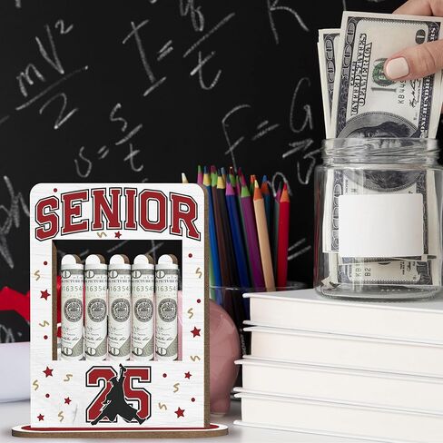 حامل أموال التخرج حامل أموال للهدية النقدية مع 5 ثقوب الحامل الخشبي لحامل النقود 2025 أموال التخرج أفكار المال حامل المال لفئة 2025 لحفلات التخرج-A01 in Kuwait