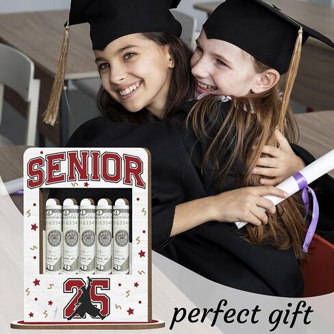 حامل أموال التخرج حامل أموال للهدية النقدية مع 5 ثقوب الحامل الخشبي لحامل النقود 2025 أموال التخرج أفكار المال حامل المال لفئة 2025 لحفلات التخرج-A01 in Kuwait