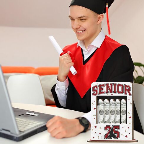 حامل أموال التخرج حامل أموال للهدية النقدية مع 5 ثقوب الحامل الخشبي لحامل النقود 2025 أموال التخرج أفكار المال حامل المال لفئة 2025 لحفلات التخرج-A01 in Kuwait