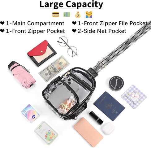 Sendefn Clear Bag لأحداث الاستاد يمارسها Lear للنساء Crossbody أكياس حبال الشفافة للحفلات الموسيقية الرياضية in Kuwait