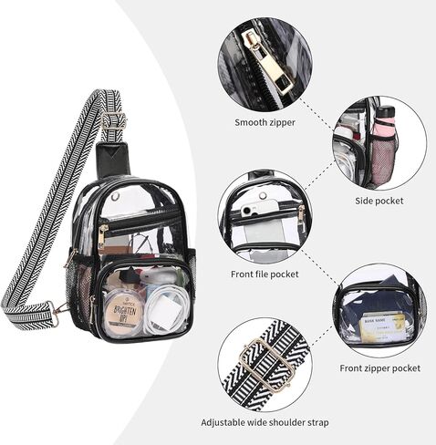 Sendefn Clear Bag لأحداث الاستاد يمارسها Lear للنساء Crossbody أكياس حبال الشفافة للحفلات الموسيقية الرياضية in Kuwait