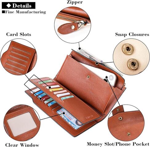 SENDEFN Women Leather Wallets RFID Blocking Clutch Card Holder Ladies Purse with Zipper Pocket in Saudi Arabia