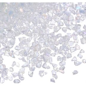 HARFINGTON 40g Crushed Glass Chips 1-3mm Shiny Electroplating Irregular Broken Sprinkles Chunky Glass for Crafts DIY Resin Art Decoration Vase Filler, Lake Green in Saudi Arabia