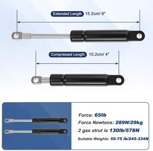 نوابض غازية 4 بوصة 5Ib/22N/2 كجم، دعامات غازية 4 بوصة، صندوق أدوات دعم الرفع الهيدروليكي، قطعتان، أسود in Kuwait