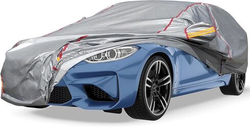 6 Layers Car Cover Waterproof All Weather Car Cover Waterproof All Weather, Outdoor Full Exterior Cover Rain Sun UV Snowproof Protection with Zipper Cotton for Sedan (196-210 inch) in Kuwait