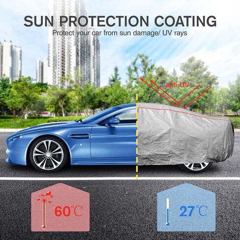 6 Layers Car Cover Waterproof All Weather Car Cover Waterproof All Weather, Outdoor Full Exterior Cover Rain Sun UV Snowproof Protection with Zipper Cotton for Sedan (196-210 inch) in Kuwait