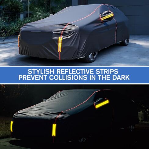 6 Layers Car Cover Waterproof All Weather Car Cover Waterproof All Weather, Outdoor Full Exterior Cover Rain Sun UV Snowproof Protection with Zipper Cotton for Sedan (196-210 inch) in Saudi Arabia