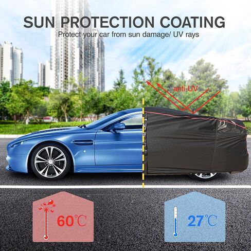 6 Layers Car Cover Waterproof All Weather Car Cover Waterproof All Weather, Outdoor Full Exterior Cover Rain Sun UV Snowproof Protection with Zipper Cotton for Sedan (196-210 inch) in Saudi Arabia