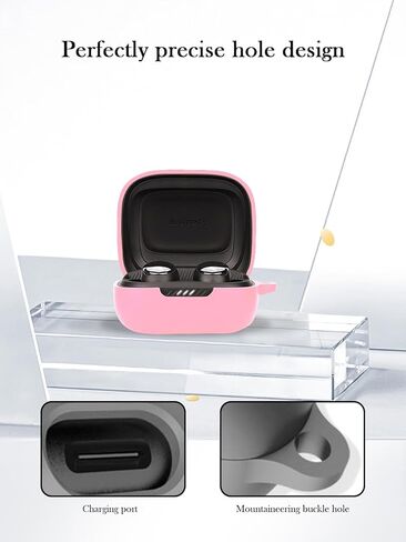 Case for JBL Live Pro 2 - True Wireless Noise Cancelling Earbuds,Soft Protective,Shockproof, BOVUGAC Silicone Case Cover with Keychain & Cleaning Kit & Lanyard-Black in Kuwait