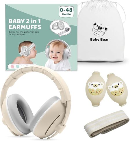 Defender Baby Ear Defender 2-in-1 للأطفال والأطفال الصغار حتى 4 سنوات-أغطية أذن تقليل الضوضاء القابلة للتعديل ، وسماعات الأطفال المريحة مقابل أضرار السمع in Kuwait