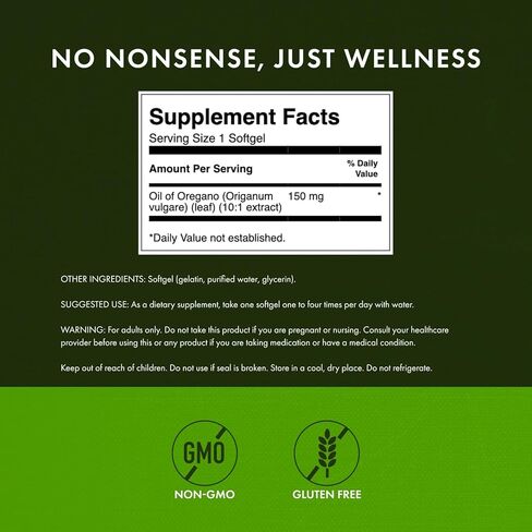 Swanson Oregano Oil 10:1 Extract-Natural Supplement Promoting Digestive Health-Respiratory & Urinary Tract Health Support (120 Softgels, 150mg Each) in Kuwait