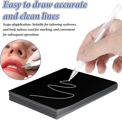 4 Pcs Brow Mapping Pen, Microblading Eyebrow Mapping Pen with 8 Replacement Refills, Eyebrow Marker Pens for women, Makeup Skin Tattoo Marker for Brow Lip Permanent Makeup(White) in Saudi Arabia