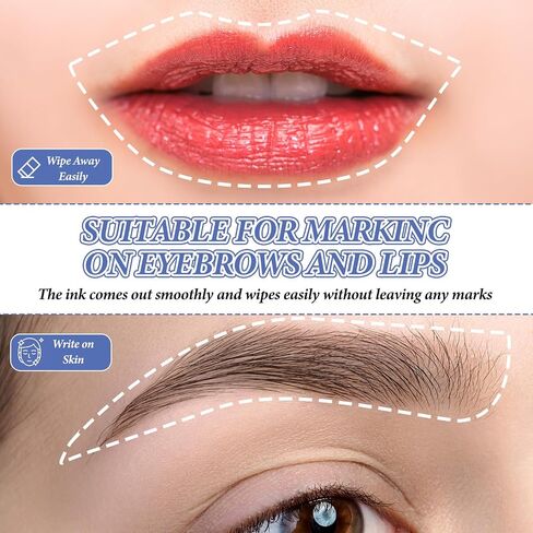 4 Pcs Brow Mapping Pen, Microblading Eyebrow Mapping Pen with 8 Replacement Refills, Eyebrow Marker Pens for women, Makeup Skin Tattoo Marker for Brow Lip Permanent Makeup(White) in Saudi Arabia