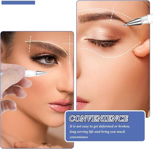4 Pcs Brow Mapping Pen, Microblading Eyebrow Mapping Pen with 8 Replacement Refills, Eyebrow Marker Pens for women, Makeup Skin Tattoo Marker for Brow Lip Permanent Makeup(White) in Saudi Arabia