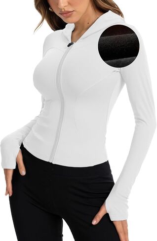 Women Bbl Jackets with Hood Compression Workout Tops Lined or Unlined Lightweight Yoga Gym Jacket with Thumb Hole in Saudi Arabia