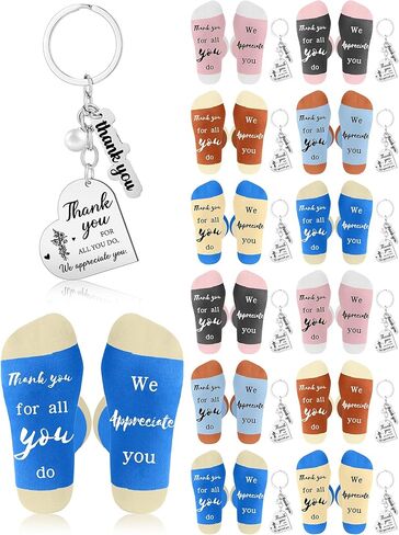 24 Pcs CNA Appreciation Week Gifts 12 Pairs May You Be Proud of The Work You Do Socks 12 Pcs Stainless Steel Keychains Thankful Gift for CNAs Staff Nurse Coworker Appreciation Week in Kuwait