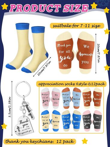 24 Pcs CNA Appreciation Week Gifts 12 Pairs May You Be Proud of The Work You Do Socks 12 Pcs Stainless Steel Keychains Thankful Gift for CNAs Staff Nurse Coworker Appreciation Week in Kuwait