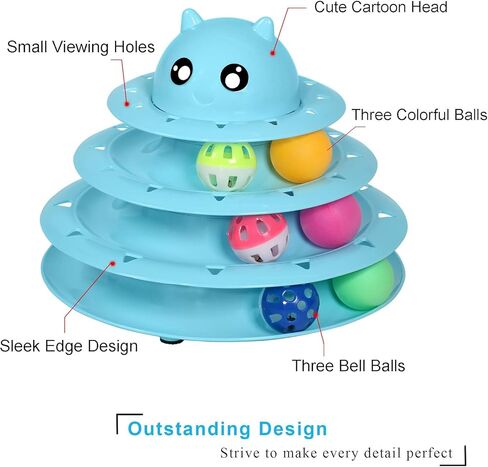 UPSKY Cat Toy Roller 3-Level Turntable Cat Toys with Six Colorful Balls in Saudi Arabia