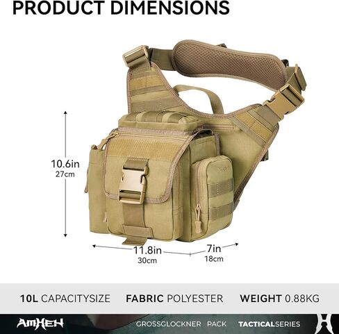 Tactical Messenger Bag Military Army Molle Shoulder Cross Body Edc Satchel Crossbody Side Pack for Men Women 10L in Kuwait
