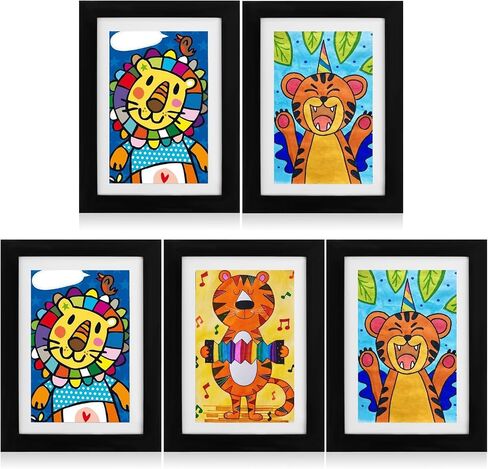 5Pcs Kids Art Frame Front Opening Kids Artwork Display Frame Changeable Artwork Frames Holds 50-100 Works of Art for Drawings Children 8.5 * 11 inch, Black in Kuwait