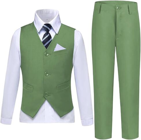 الأولاد بدلة فستان رسمية سراويل السترة بدلة مجموعة لأولاد حفلات الزفاف مع ربطة عنق قميص ربطة عنق ومربع جيب in Kuwait