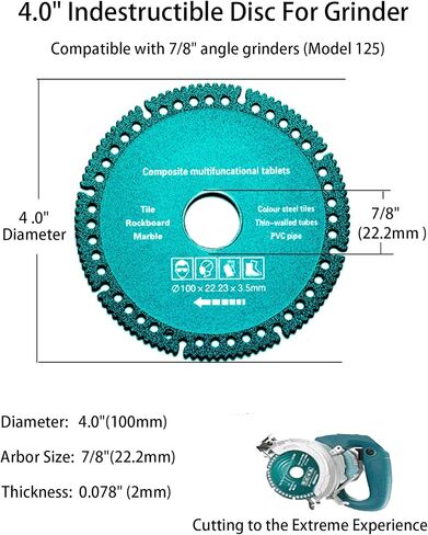 5 Pack 4 Inch Indestructible Disc for Grinder, Ultra Thin Diamond Cutting Discs for Metal Smooth Cutting, Ceramic Tile Chamfering Grinding, Multifunctional Cutting Blade for Various Materials in Saudi Arabia