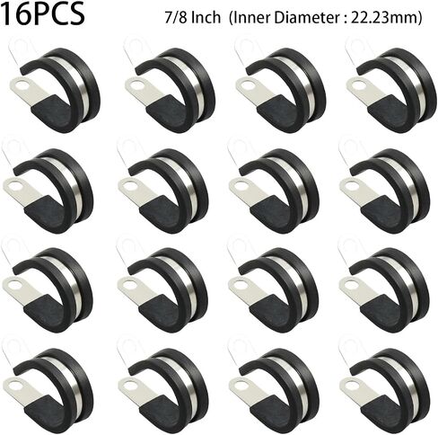 16-Pack Stainless Steel Cable Clamp with Rubber Cushion - Ideal for Tube, Pipe & Wire Installs 3/4 Inch in Saudi Arabia