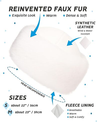 Futrzane Siberian Trim Hat - Womens Leather Faux Fur Hats - Elegant Russian Hat in Kuwait