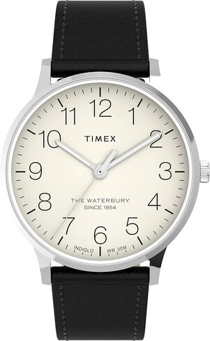 Timex Men's Waterbury Classic 40mm Watch - Brown Strap Black Dial Stainless Steel Case in Saudi Arabia