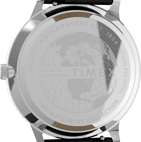 Timex Men's Waterbury Classic 40mm Watch - Brown Strap Black Dial Stainless Steel Case in Saudi Arabia