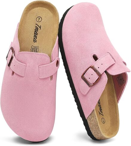 Cork Footbed Suede Clogs للنساء - أحذية منزل العظام الرغوة الذاكرة مع حجم الدعم القوس 6-11 in Kuwait