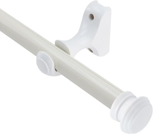 Antrader 2Pcs Finials for Curtain Rods and 2Pcs Wood Curtain Rod Brackets,Wood Curtain Rod Finials and Window Curtain Hooks for Curtain Rod,White in Saudi Arabia