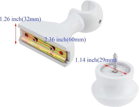 Antrader 2Pcs Finials for Curtain Rods and 2Pcs Wood Curtain Rod Brackets,Wood Curtain Rod Finials and Window Curtain Hooks for Curtain Rod,White in Saudi Arabia