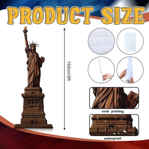5 Ft Statue of Liberty Cardboard Stand up Cutout Independence Day Patriotic PVC Stand up Photo Props Waterproof New York City Themed Cutout for 4th of July Party Decoration in Saudi Arabia