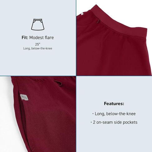 Jennifer 2-Pocket Flared Scrub Skirts for Women - Soft Fabric Skirt Scrubs, Elastic Waistband, Classic Fit in Kuwait