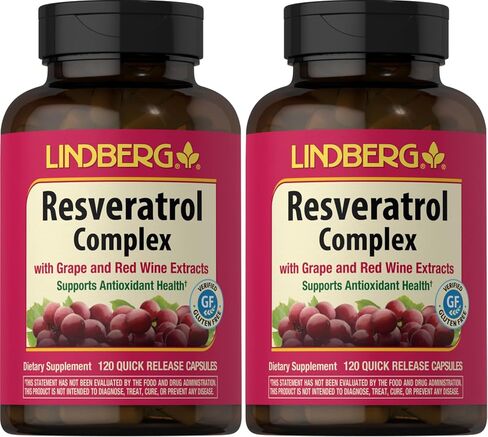 Lindberg Resveratrol Supplement | 100mg | 120 Capsules | with Grape Seed and Red Wine Extracts | Non-GMO, Gluten Free in Saudi Arabia