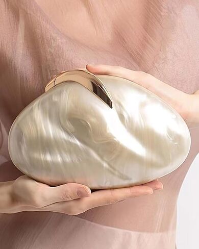 Acrylic Evening Clutch Purse for Women Formal, Metallic Purse Evening Handbags Metal Chain Shoulder Bag in Kuwait