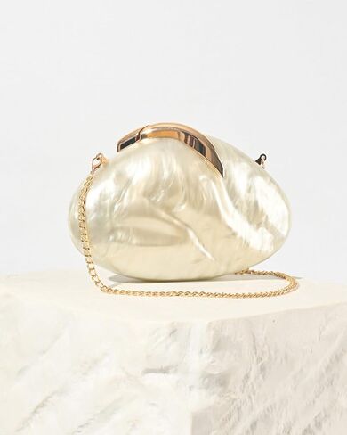 Acrylic Evening Clutch Purse for Women Formal, Metallic Purse Evening Handbags Metal Chain Shoulder Bag in Kuwait