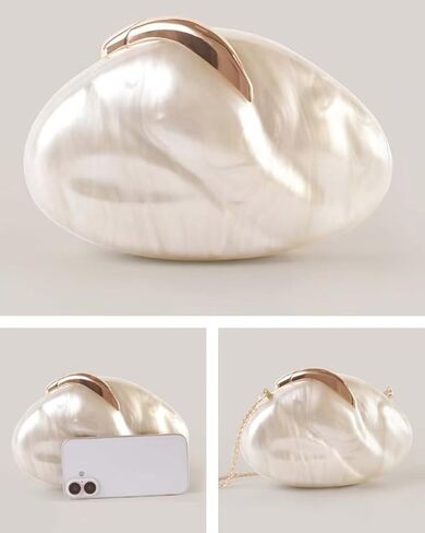 Acrylic Evening Clutch Purse for Women Formal, Metallic Purse Evening Handbags Metal Chain Shoulder Bag in Kuwait