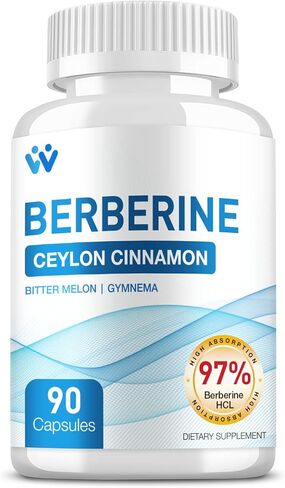 Berberine Supplement 1500mg - Berberine HCl 97% Purity with Ceylon Cinnamon Complex Supplements, Non-GMO Vegan - 180 Capsules (2 Pack) in Saudi Arabia