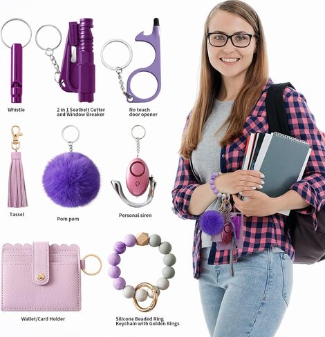 Wristlet Keychain Set with RFID Wallet Card Holder and Bottle Opener, Car Keychain Accessories for Women in Kuwait