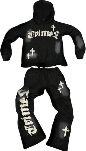 Boy's 2 Piece Sweatsuit Streetwear Letter Star Graphic Long Sleeve Hoodie and Long Sweatpants Sets in Saudi Arabia