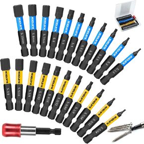 23-Piece 2" Long Allen Wrench Drill Bit Set,1/4" Magnetic Hex Screwdriver Bits Set for Impact Drivers,Metric and SAE,S2 Steel,with Magnetic Impact Bit Holder and Storage Box in Saudi Arabia