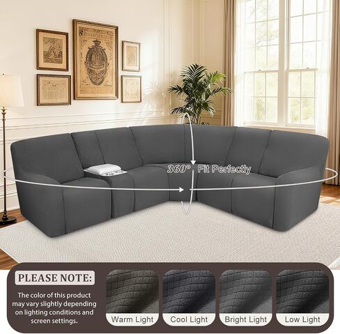 ALIECOM Waterproof Reclining Sectional Couch Covers for Reclining Sectional Stretch L Shaped Recliner Sofa Cover Washable Pet Dog Corner Sofa Slipcovers Protector (5 Seat and 1 Console, Dark Brown) in Kuwait