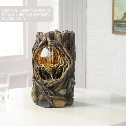 Desktop Fountain with Coloured LED Lights Home/Office Decor, Mini Fountain in The Shape of Pebbles Accompanied by The Soothing Sound of Running Water, Gifts for Moms in Saudi Arabia