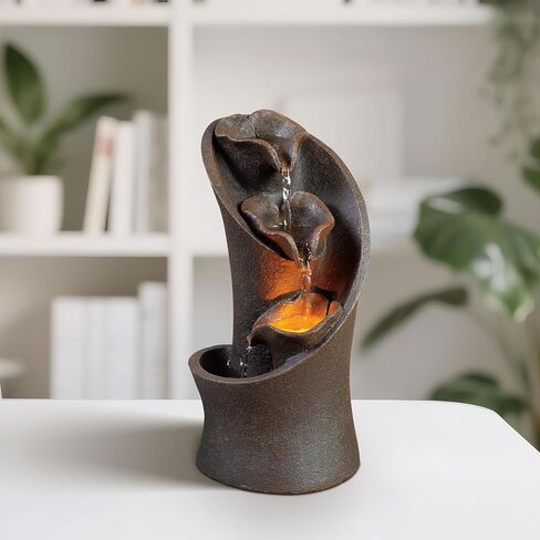 Desktop Fountain with Coloured LED Lights Home/Office Decor, Mini Fountain in The Shape of Pebbles Accompanied by The Soothing Sound of Running Water, Gifts for Moms in Saudi Arabia