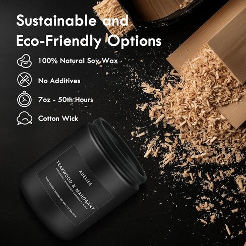 شموع معطر | هدايا الشموع للرجال - شمعة المذكر ، شموع الصويا للمنزل المعطرة - شمعة العطرية ، 4 روائح شموع من Teakwood & Mahogany/Whisky Tobacco/Rum & Oak/Cedar in Kuwait