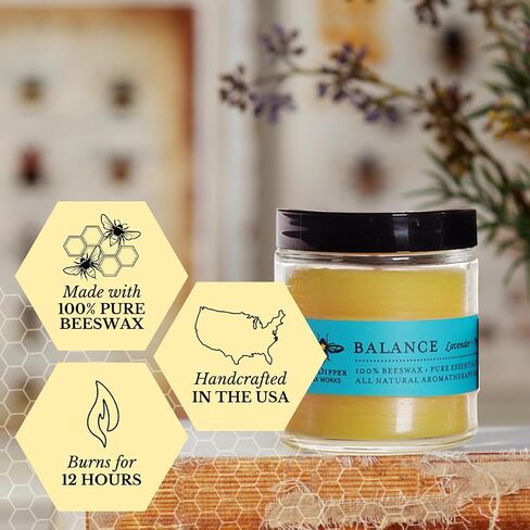 Big Dipper Wax Works Beeswax Aromatherapy Candle, Radiance, Apothecary Glass, Ylang Ylang & Tangerine Scented, 25-Hour Burn, Pure Essential Oils, 2" x 2.5" in Kuwait