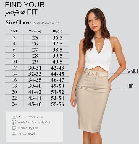 Hybrid & Company Women's Super Comfy Ultra Streth Skirt طول الركبة مع جيوب in Kuwait